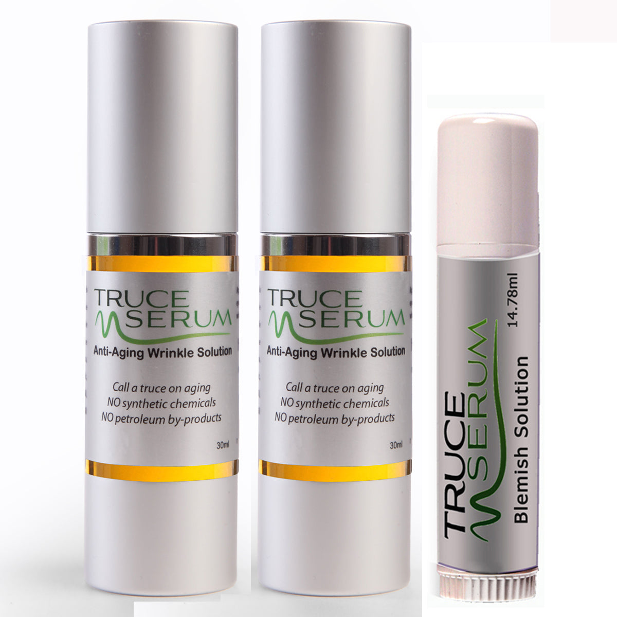 2 Truce Serum Anti-Aging Solution and 1 BONUS Skin Blemish Solution